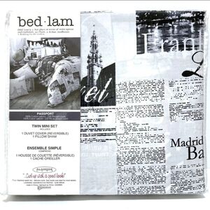Bed Lam Passport Paris Twin Size Reversible Duvet Cover + 1 Pillow Sham NEW